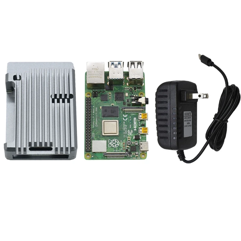 for Raspberry Pi 4B 4G RAM DIY Kit Support 2.4 / 5.0 GHz WIFI Bluetooth 5.0 with Aluminum CNC Alloy Protective Gray Case 5V 3A P