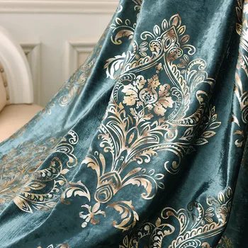 

Warp Knitted Flannel Bronzing EuropeanStyle Palace Luxury Bright Gold Curtains ForLiving Room for Bedroom Curtains Custom