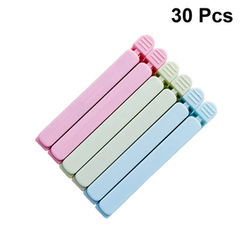 

30pcs Kitchen Food Bag Clips Snacks Sealing Plastic Solid Color Fresh Keeping Sealer Clip Clamp for Home Dormitory Kitchen