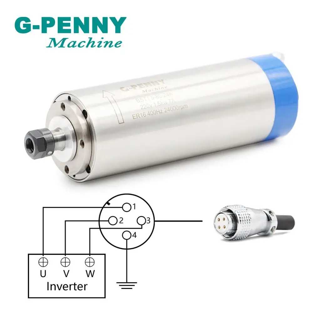 G PENNY 220 кВт ER16 Удлинительный электродвигатель шпинделя с водяным охлаждением 400 В
