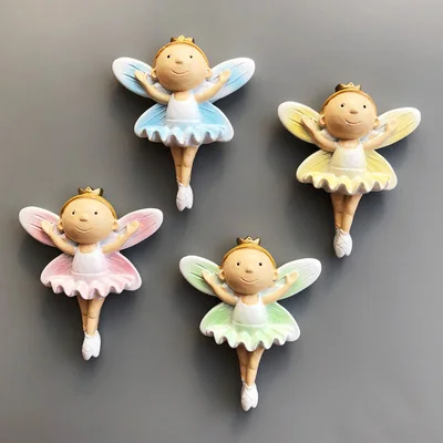 4pcs angel Стерео розовый Угол Крылья танцующая девушка магнит на холодильник Дети Девочка как милый стикер креативный паста украшение для дома кухни - Цвет: 4pcs angel