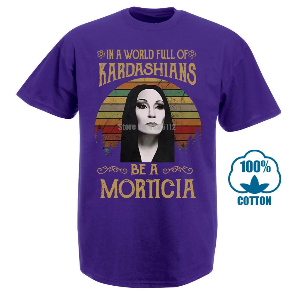 Фиолетовый Morticia Addams в мире полный кадаршианов Мужская черная футболка хлопок S 6Xl - Цвет: Фиолетовый