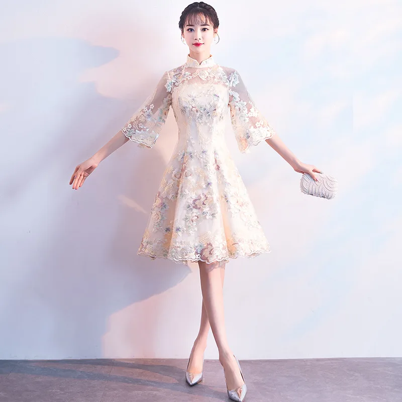 style N Вечернее платье Китай для женщин цветок Qipao классический Улучшенный чёнсам плюс размерное Ципао Элегантное свадебное платье для невесты Повседневный Халат - Цвет: style N