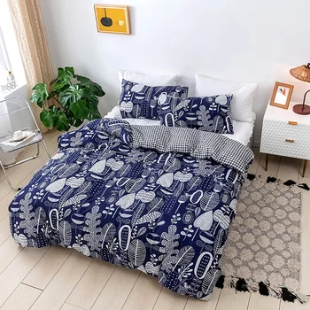 

Duvet Cover Set Queen Size Plant Pattern Quilt Cover With Pillowcase For Double Bed Simple Style Bedclothes Set