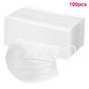 

50/100pcs White Disposable Protect Face Mask Dustproof Waterproof Mask Masks 3Ply Ear Loop Mouth Cover Facemask mascarillas
