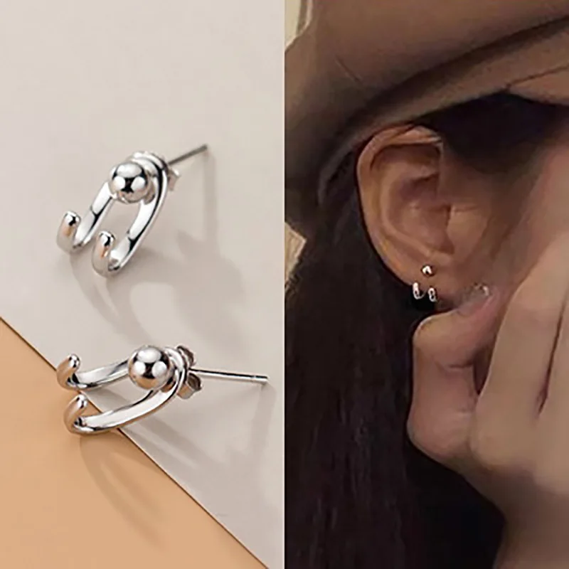 2021 Korean Fashion Simple Studs Earrings for Girls Punk Style Gothic Women's Hip Hop Grunge Jewelry Wholesale | Украшения и