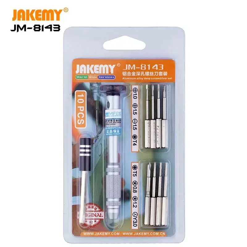 JAKEMY 10 IN 1 Professional Mini Screwdriver with Anti-rust S2 Bits Hand Tool for DIY Cell Phone Laptop Game Pad Repair