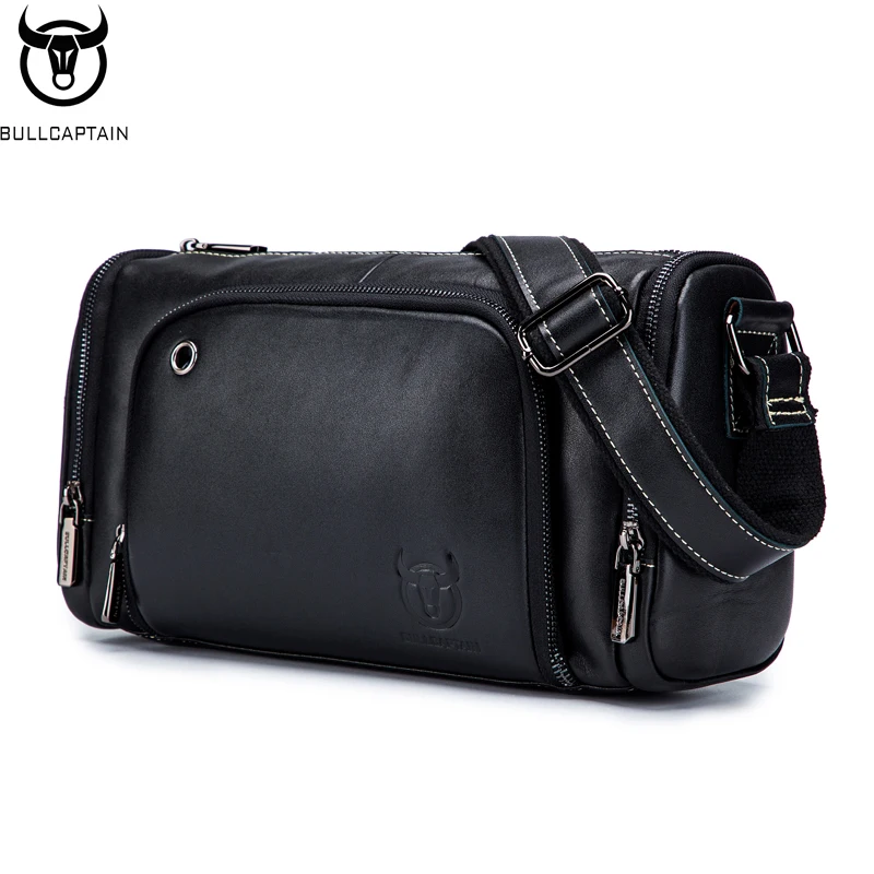 

BULLCAPTAIN First Layer Cowhide Shoulder Crossbody Motorcycle Fitness Postman Sports Men's Leather Bag