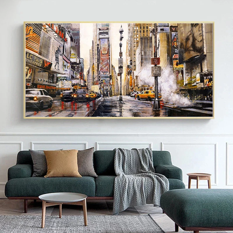 Abstract City Street Landscape Canvas Painting Buildings Posters and Prints Cuadros Wall Art Pictures for Living Room Home Decor | Дом и сад