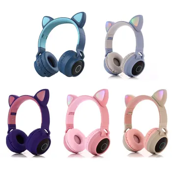 

Cat Ear Bluetooth Headphone Stereo Wireless Bluetooth Foldable Metal Headset Portable Earphone Support TF Slot AUX MP3 Player