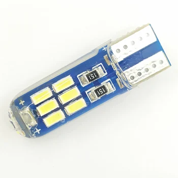 

2Pcs T10 Silicone 3014 15SMD Led W5W 192 168 Clearance light Wedge Side lamp Parking License Plate bulb Car Styling