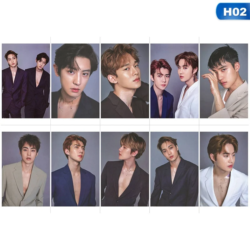 H02 10 шт./компл. альбом KPOP EXO домашняя бумажная карта LOMO фото карта звезда держатель карты стационарный набор - Цвет: H02