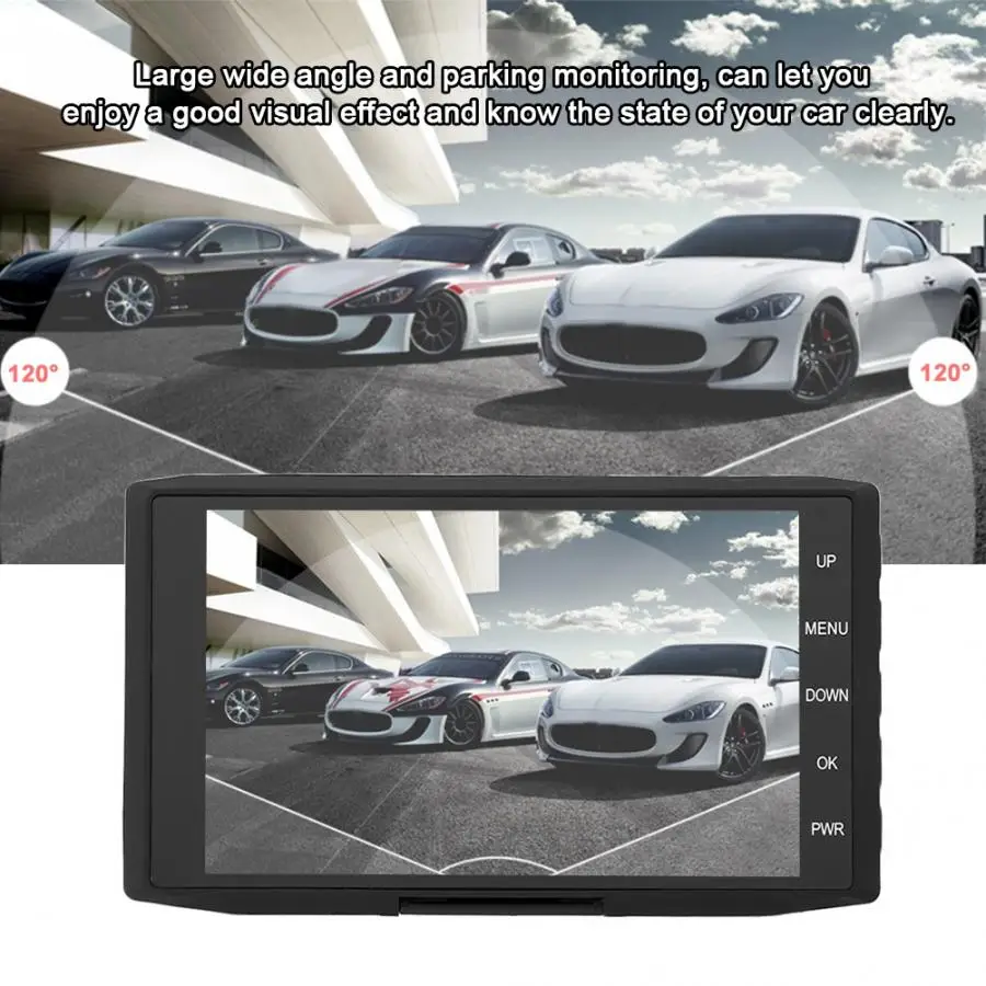 1080P HD 4,0 дюйма широкоугольный 3-полосный DVR рекордер парковочная петля видеокамера камера парковочная камера