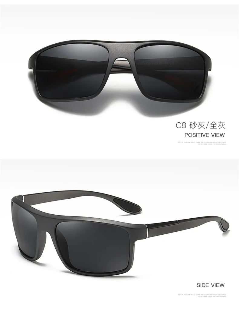 Classic Polarized Sunglasses Men TR90 Ultralight Anti-UV Driving Black Sun Glasses Black Square Vintage Dark Eyewear Shades - Цвет линз: A4