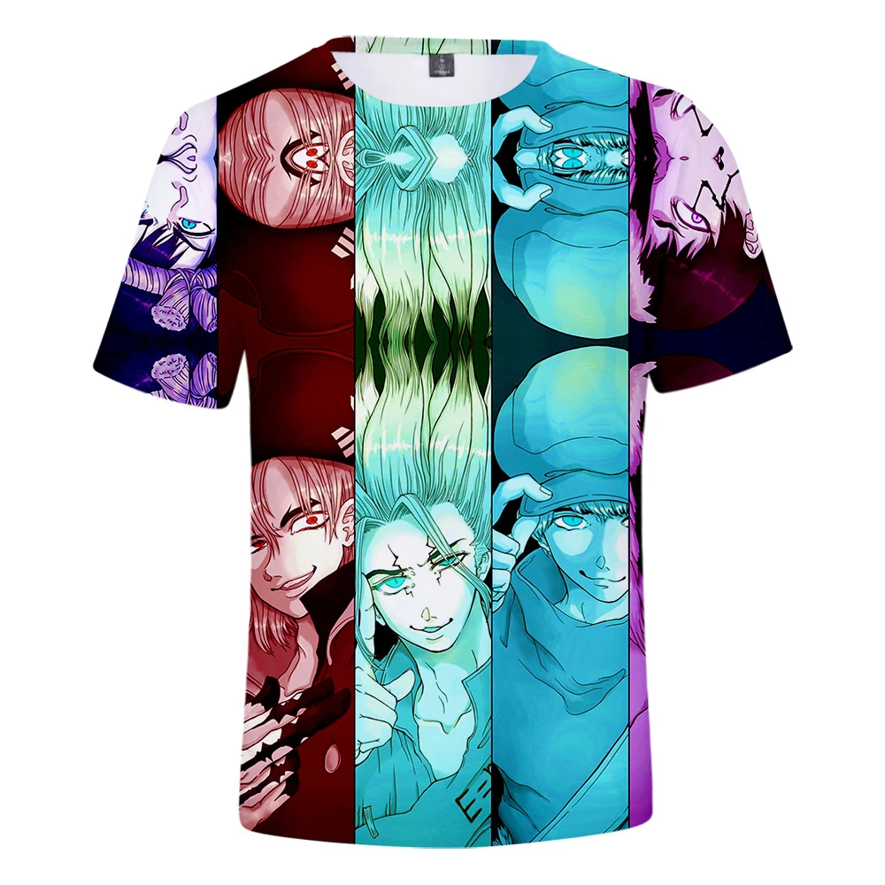 

Dr.stone Heroes 3D K Pop Short Sleeve T-shirt Oversized Women/men Cool Casual Funny Soft Comfotable Summer Shirt