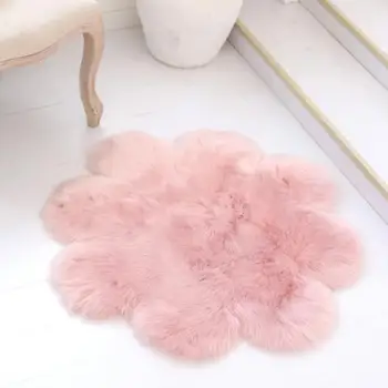 

90cm Fluffy Rugs Eight-flower Petal Carpet Sofa Plush Cushion Floor Mat For Children Room Bedroom