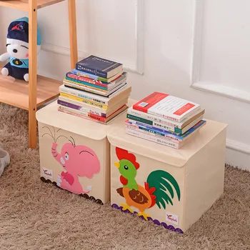 

New Cartoon Animal Embroidery Folding Storage Box Washed Oxford Cloth Wardrobe storage bag kid toys