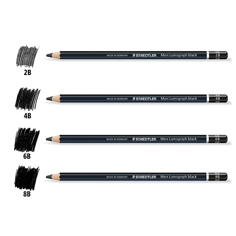 1 шт., Staedtler Ergosoft, цветной карандаш, черный баррель, Staedtler, Mars, lumograf, рисование, эскизы, карандаши 2B, 4B, 6B, 8B, 4 градуса