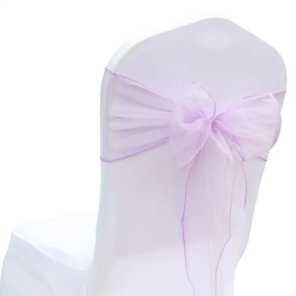 Lavender 25 шт./партия, из органзы, чехлы для стула, прозрачные ленты, свадебные чехлы для стула, банты, ленты, галстуки для Свадьба Вечерние украшения в отеле - Цвет: Lavender