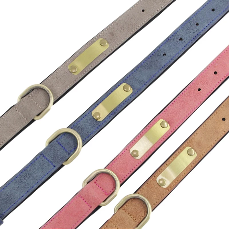 Personalized Nameplate Cat Dog Collar Engraved ID Name Tag Soft Padded Leather Pet Dog Collar For Small Medium Large Dogs dog collar pet collar