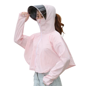 

Shawl Integrated Protective Mask Full Cover Safety Helmet with Transparent Sun Protection UV Protection Face Cap Sun Hat