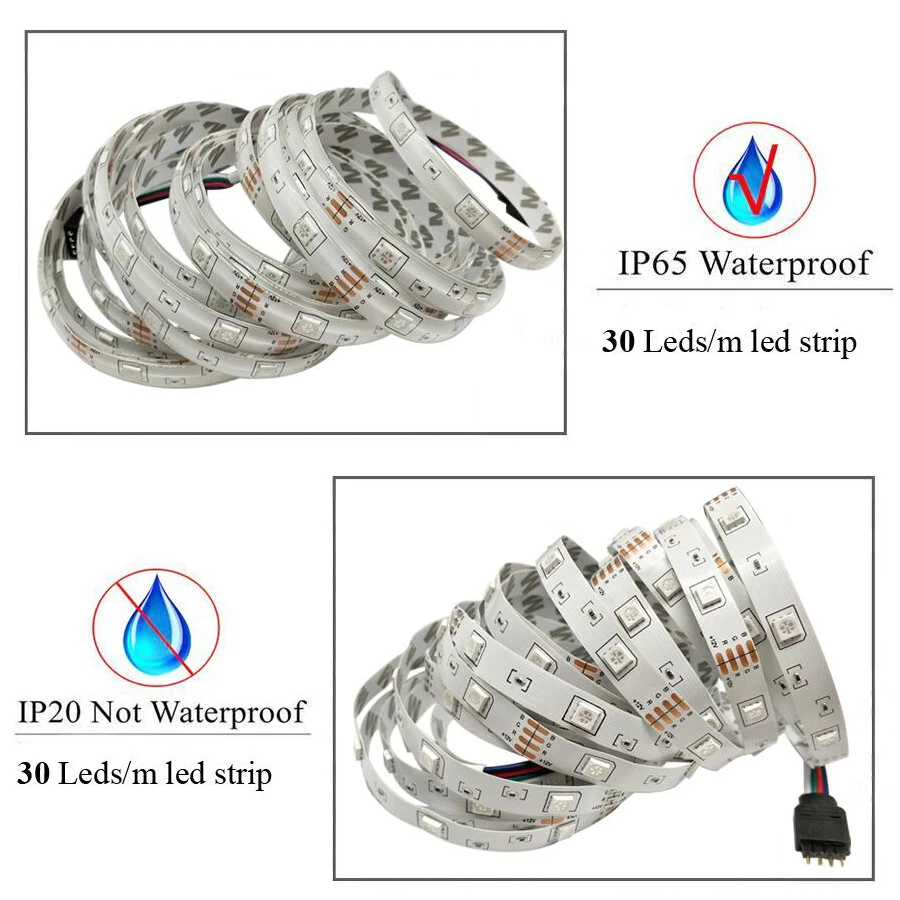 Светодиодный светильник RGB SMD 5050 2835 Светодиодный ленточный 5 м водонепроницаемый светодиодный гибкий диодный светильник ing ленточный контроллер DC 12 В комплект адаптеров