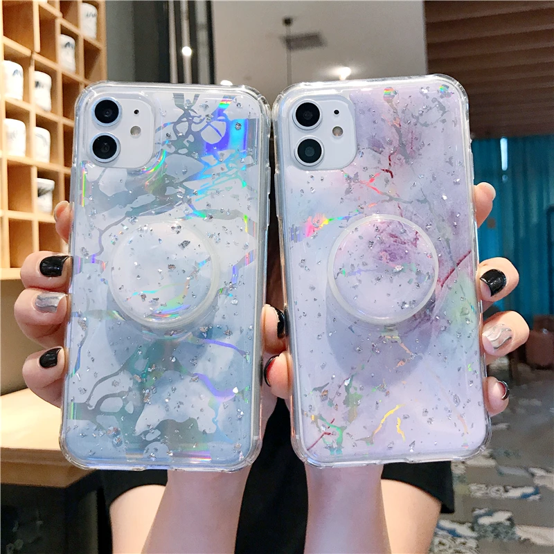 Шикарный Блестящий чехол для IPhone 11 Pro Max XS XR X 6s 6 7 8 Plus роскошный с подставкой и