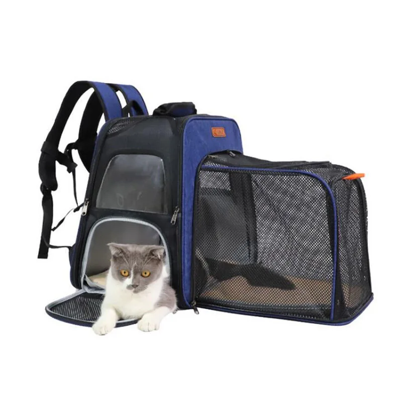 Открытый Pet Cat Carrier Рюкзак щенок Сумочка снаружи расширение складной дышащий Сетки кошки сумка собака переноска дорожная клетка