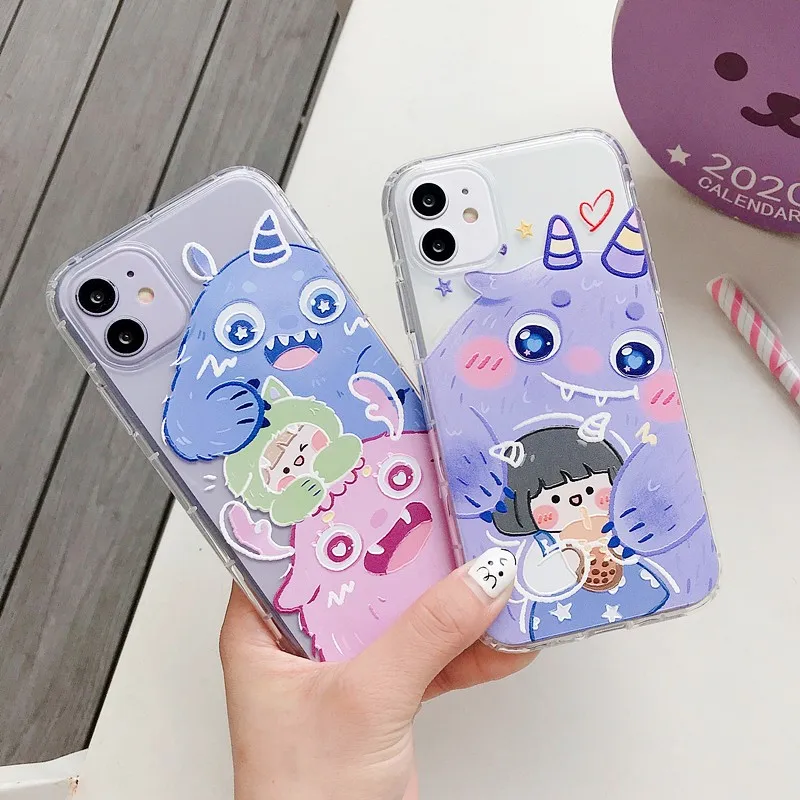

high quality Clear soft case for iphone 11 pro x xs max xr 8 7 6 6S plus SE 2020 silicone phone cover Cute Monster coque fundas