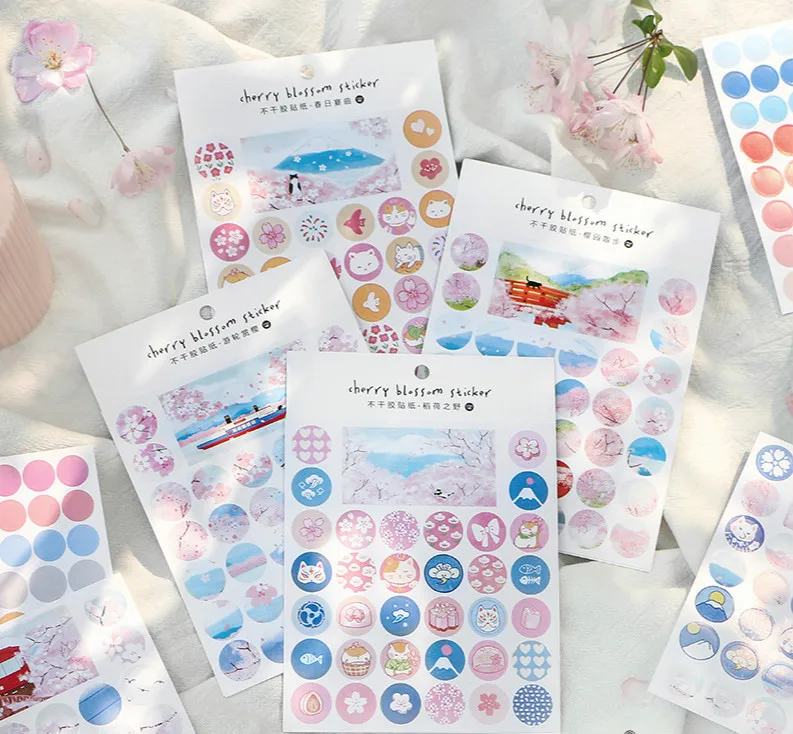 

4PCS/LOT Floral Spring Days Colorful Round Stickers Pack 122*139mm