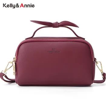 

Fashion 2 Zipper Layers Pocket Handbag Soft Leather Ladies Bow Shoulder Bags Female Messenger Crossbody Bag Bolsa Sac Women Bag