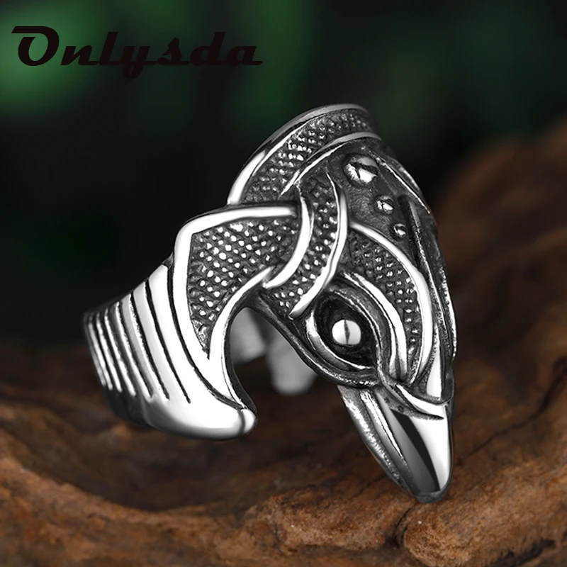 Animal Viking Men Anello Corvo In Acciaio Inossidabile Norse Viking Mens Scandinavo Pagan Crow Ring Nordic Amuleto Gioielli Regali Osr957