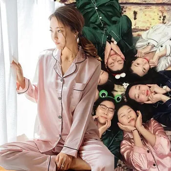 

Pajamas for women 2020 summer new style pyjamas sets 2pcs shirt+trousers sleepwear for girls single botton