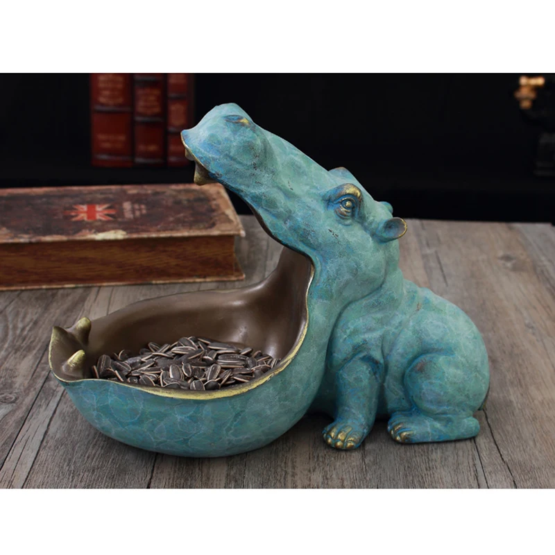 Hippopotamus Statue Decoration Resin Artware for Desk Home Decor Decoration 
