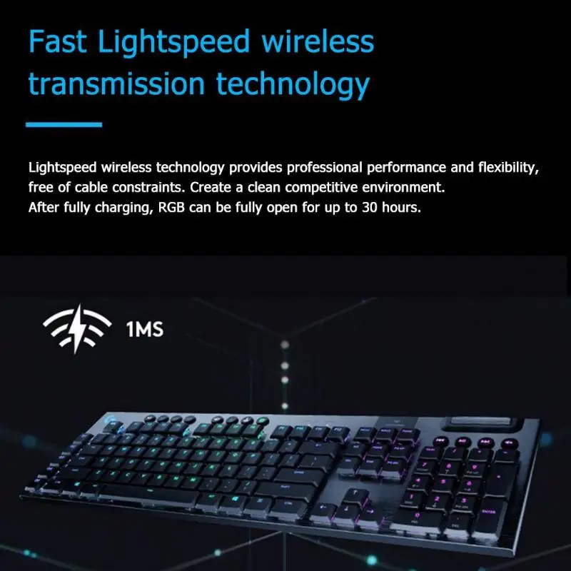 Горячая Беспроводная клавиатура изящный дизайн logitech G913 LIGHTSPEED Беспроводная Bluetooth RGB подсветка механическая клавиатура