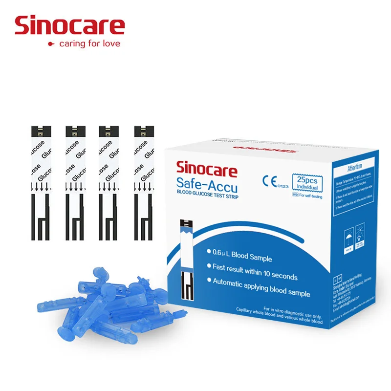 

Sinocare 25 Separated Blood Glucose Test Strips and Lancets (for Safe-Accu only)
