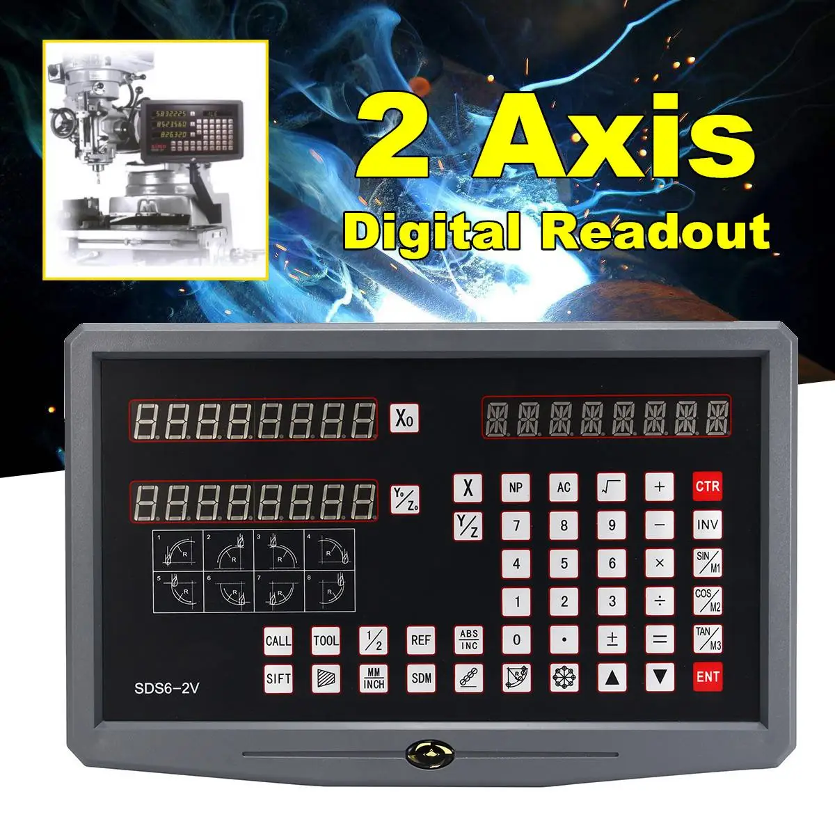 

Complete Dro Kit Digital Readout Display With 2PCS SDS6-2V 5U Linear Scale Dro Digital Readout Milling Lathe Machines Tool