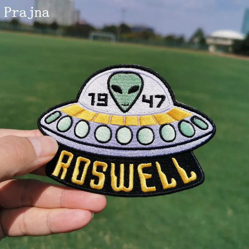 

Prajna UFO Patches For Clothing Alien Embroidered Iron On Patches On Clothes Badges Planets Stripes On Jacket Stickers Applique