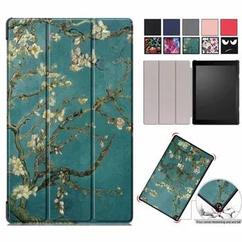 

Coloured Drawing Flip Leather Case Amazon Kindle Fire HD10 10.1 Inch 2017/2019 Ultra-Thin Shockproof Fold Stand Tablet Cover