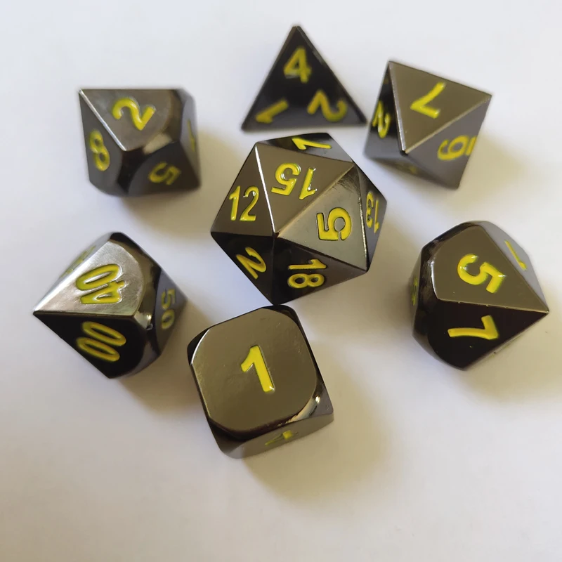 TecUnite 7 металлические многогранные кости набор DND ролевые игры Набор игральных костей с сумкой для хранения для RPG Подземелья и Драконы D& D Math T - Цвет: 41