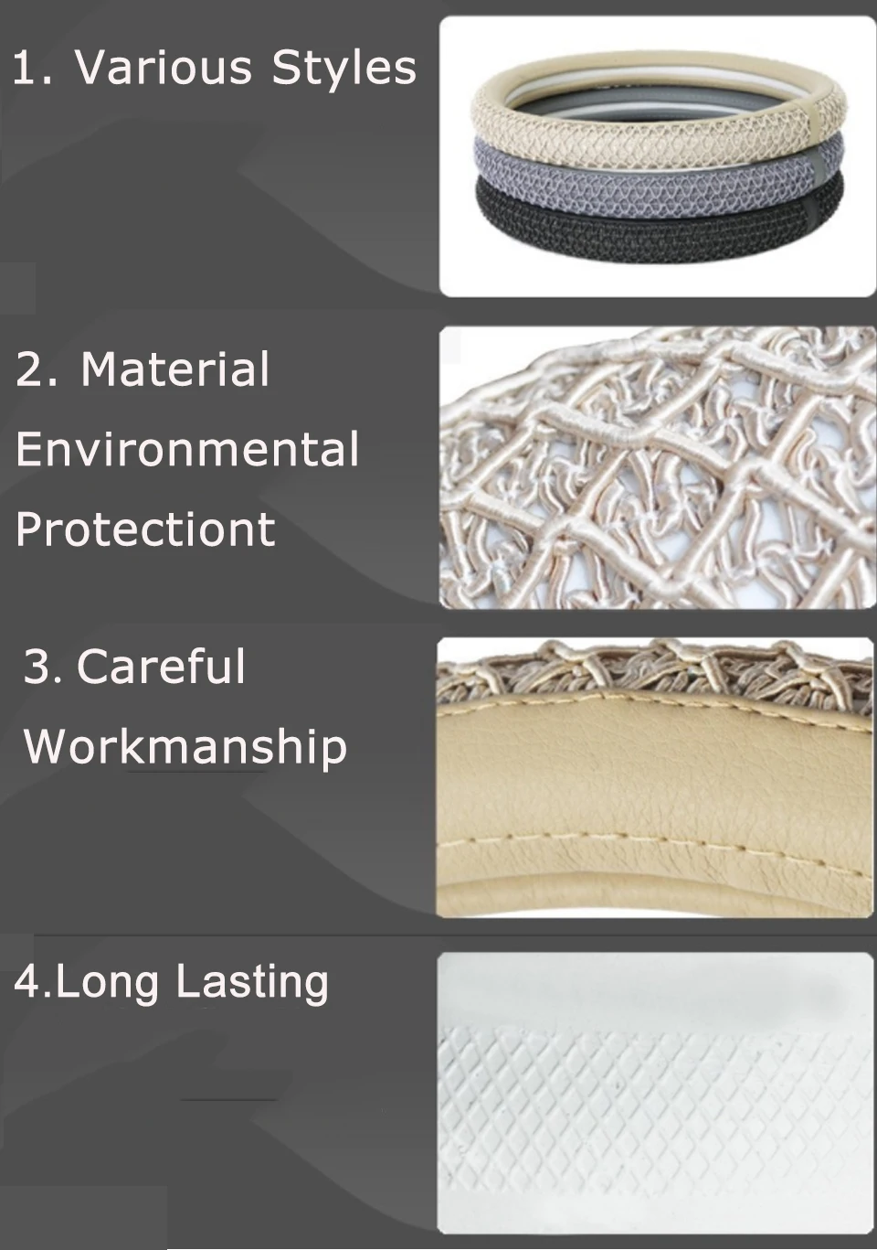 Ice Silk Grid чехол на руль, автомобильные аксессуары, нескользящий, четыре сезона, универсальный, 36-38 см, руль, автомобильные принадлежности
