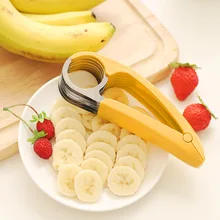 Popularne akcesoria kuchenne ze stali nierdzewnej nóż bananowy owoce warzywa kiełbasa krajalnica sałatka Sundaes narzędzia gadżety do gotowania tanie tanio ATUCOHO CN (pochodzenie) Z tworzywa sztucznego YS-7918 Stainless Steel Banana Cutter Dropship CN(Origin) Fruit Vegetable Tools
