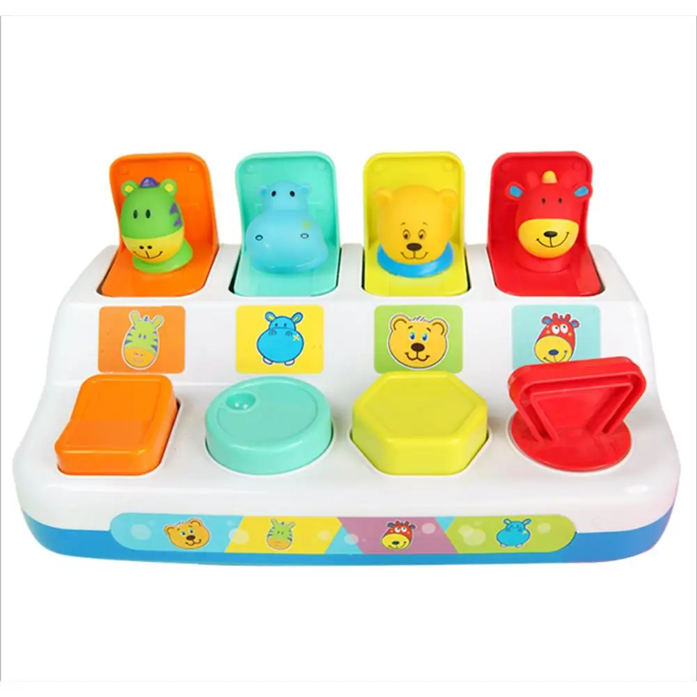 

Interactive Pop Up Shape Animals Toy Switch box Button Box Baby Intelligence Push Doll Toy Baby Learning Development Toy game