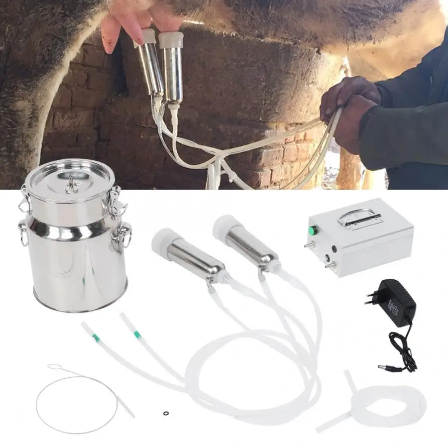 New 7L Pulsating Plugging in Mini Household Electric Milking Machine 100-240V milking machine for goat Eqipment Tools