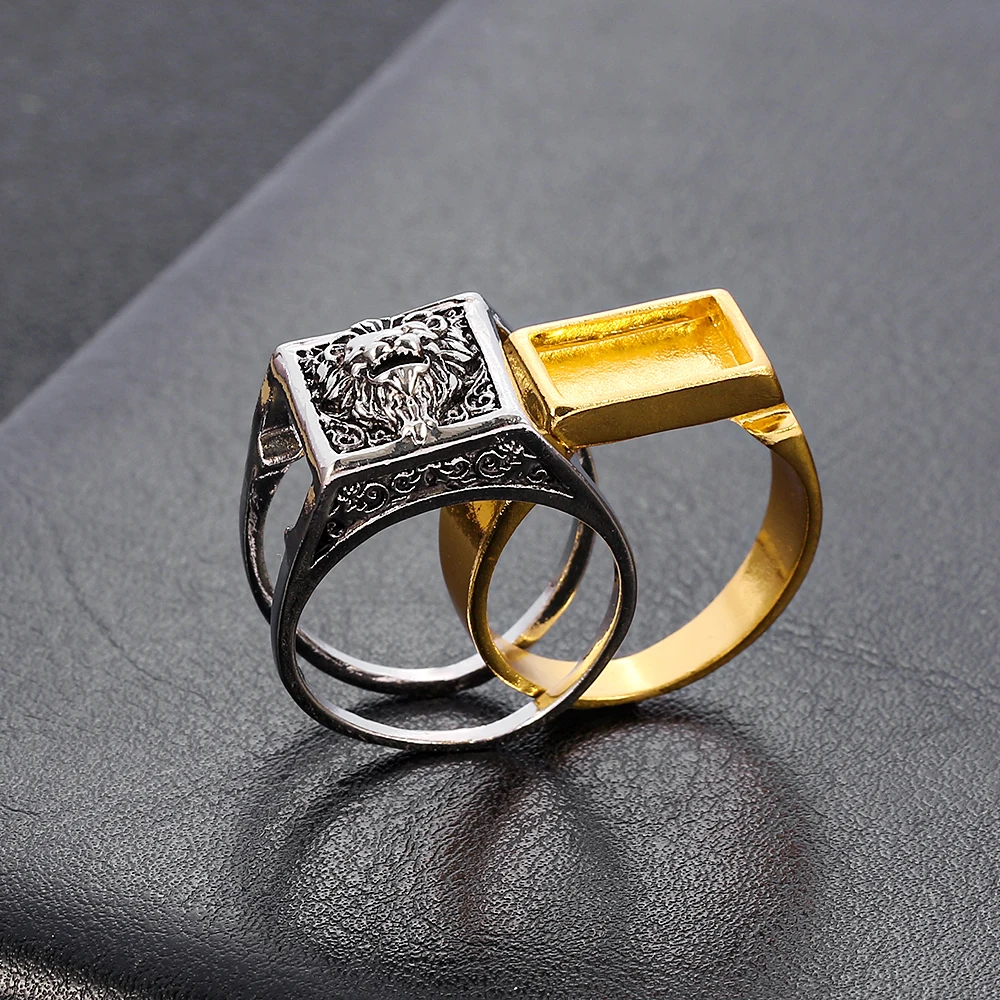 2022 New Punk Box Lion Ring Biker Style Anelli Maschili Set Hip Hop Viking Secret Kingdom Lion King Big Ring Fashion Animal Jewelry