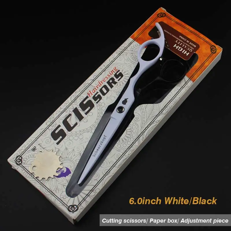 White-Black Cutting Новые Профессиональные Парикмахерские ножницы для стрижки волос, набор парикмахерских ножниц, высококачественные парикмахерские ножницы, 6,0 дюймов, разные цвета - Цвет: White-Black Cutting