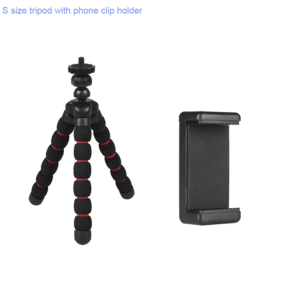 S with Phone clip Аксессуары для камеры гибкий губчатый штатив Осьминог для Canon/Nikon/sony Go pro 7 6 5H9R Sj9 Sj8 pro DJI Осмо экшн мобильного телефона - Цвет: S with Phone clip