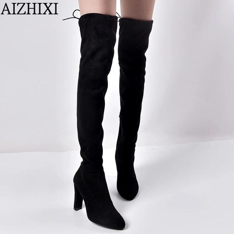 Классические сапоги выше колена женская обувь сезон осень зима женские