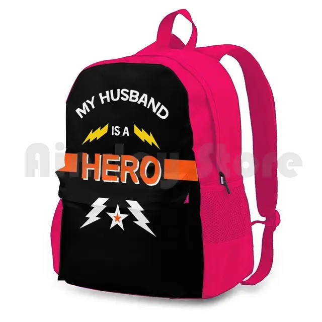Celebrate your husbands heroism with the My Husband Is A Hero Shirt-Nurse Teacher Hero-Best Husband In The World-Brave Husband Outdoor Hiking Backpack Riding Climbing