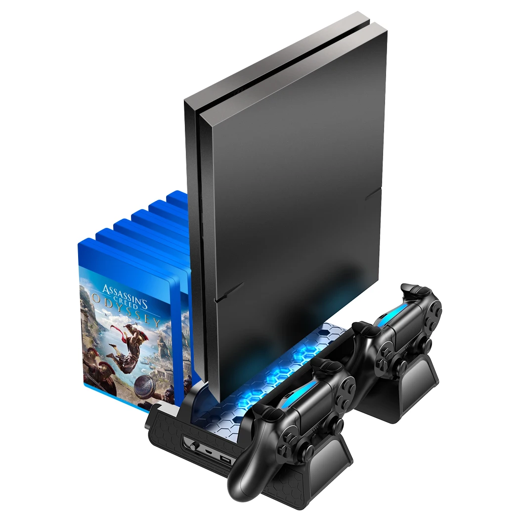 OIVO PS4/PS4 Slim/PS4 Pro Вертикальная охлаждающая подставка двойная станция-контроллер зарядные устройства игровой склад светодиодный кулер для Sony
